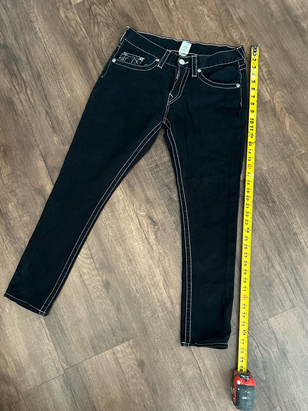 True Religion Black Jeans with Contrast Stitching